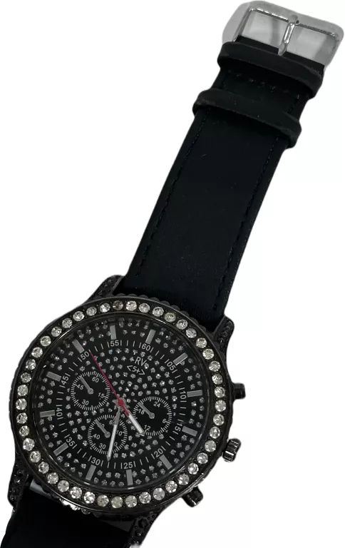 ELEGANCKI ZEGAREK DAMSKI CZARNY RIVER ISLAND Z CYRKONIAMI