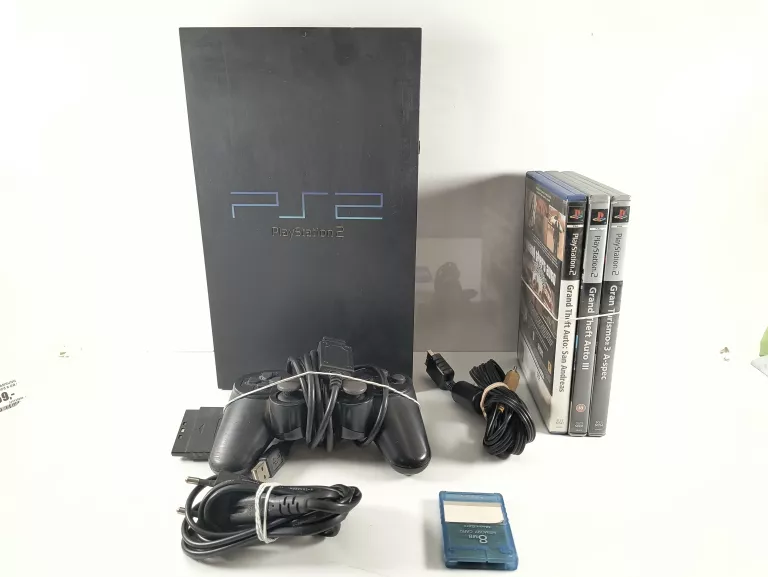 KONSOLA PS2 FAT + PAD + KARTA PAMIECI + 3 GRY
