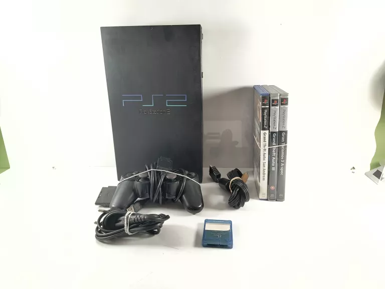 KONSOLA PS2 FAT + PAD + KARTA PAMIECI + 3 GRY
