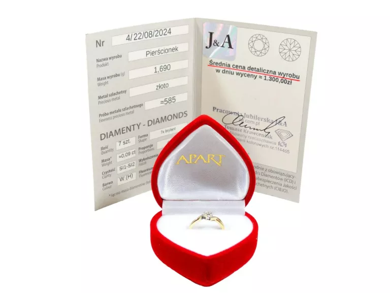 PIĘKNY ZŁOTY PIERŚCIONEK P.585 | 1.69G | R. 7