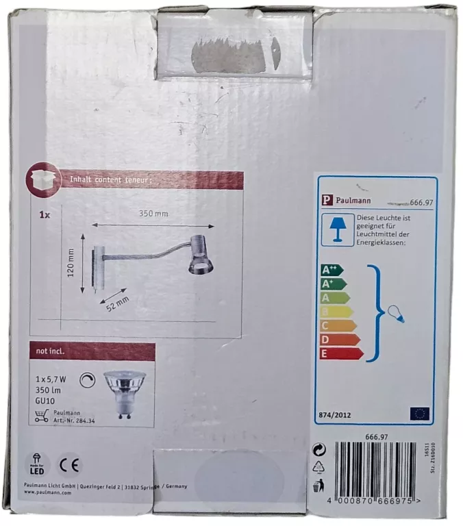 KINKIET NIKIEL NIKLOWY  SREBRNY PAULMANN TEJA SPOT LED MAX 10W
