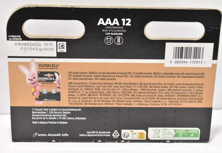 BATERIE AAA LR3 DURACELL 12SZT