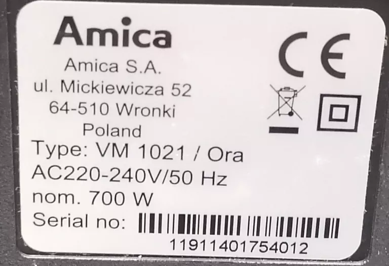 ODKURZACZ AMICA VM 1021