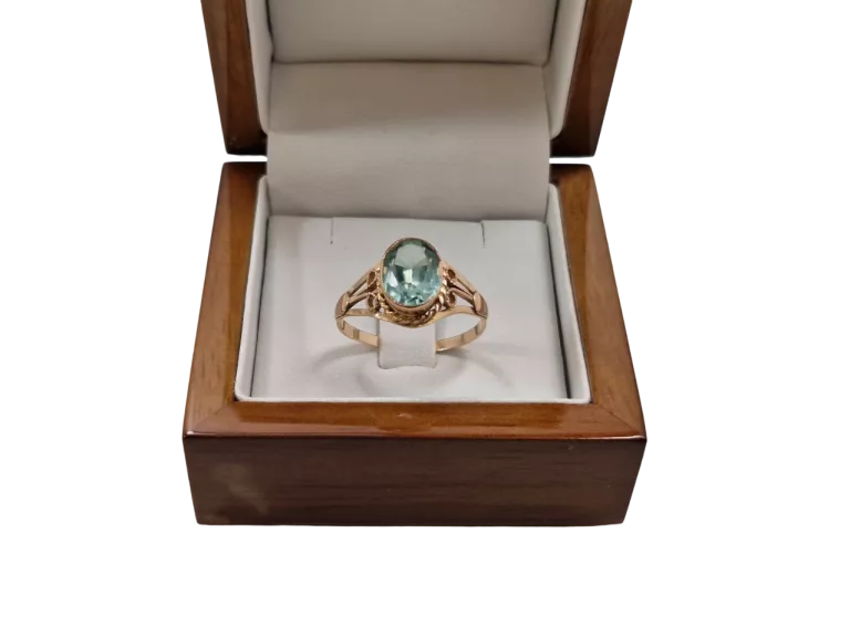 ZŁOTY PIERŚCIONEK Z SYNT. SPINEL ZIELONY 585 2,50G R21