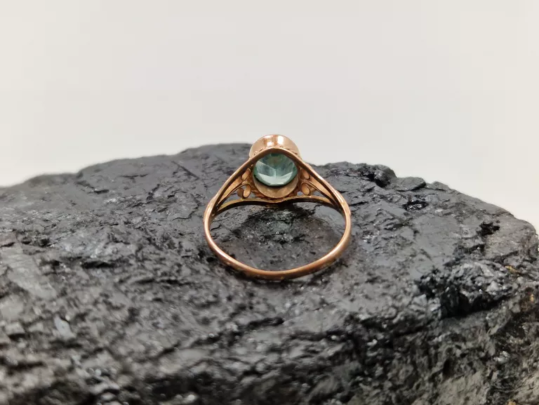 ZŁOTY PIERŚCIONEK Z SYNT. SPINEL ZIELONY 585 2,50G R21