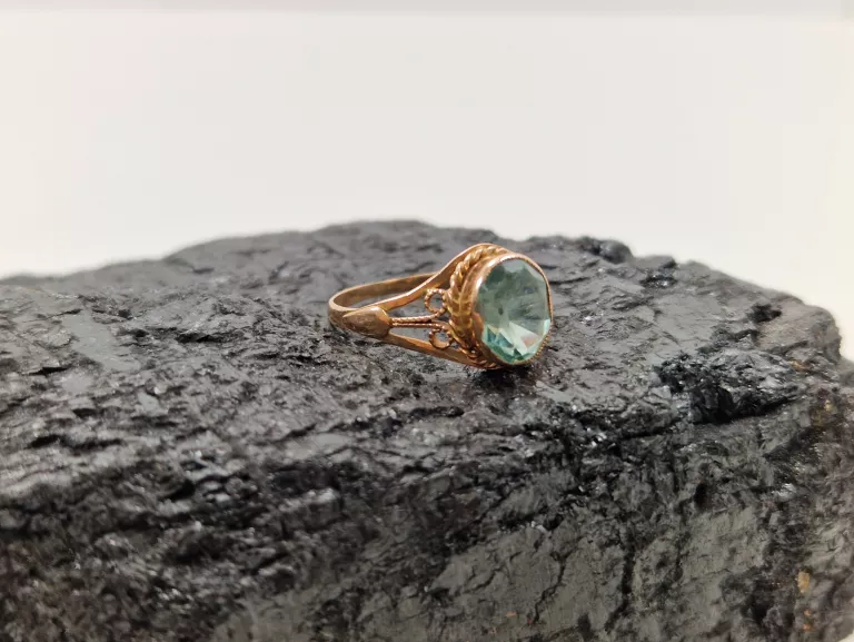 ZŁOTY PIERŚCIONEK Z SYNT. SPINEL ZIELONY 585 2,50G R21