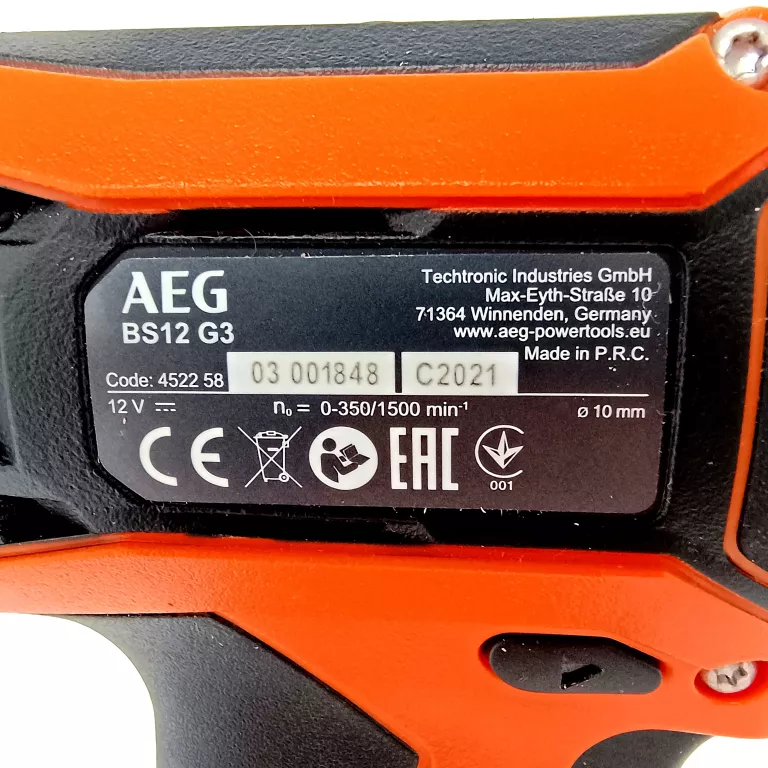 WIERTARKO-WKRĘTARKA AEG 12 V BS 12G3 LI-152C KOMPLET