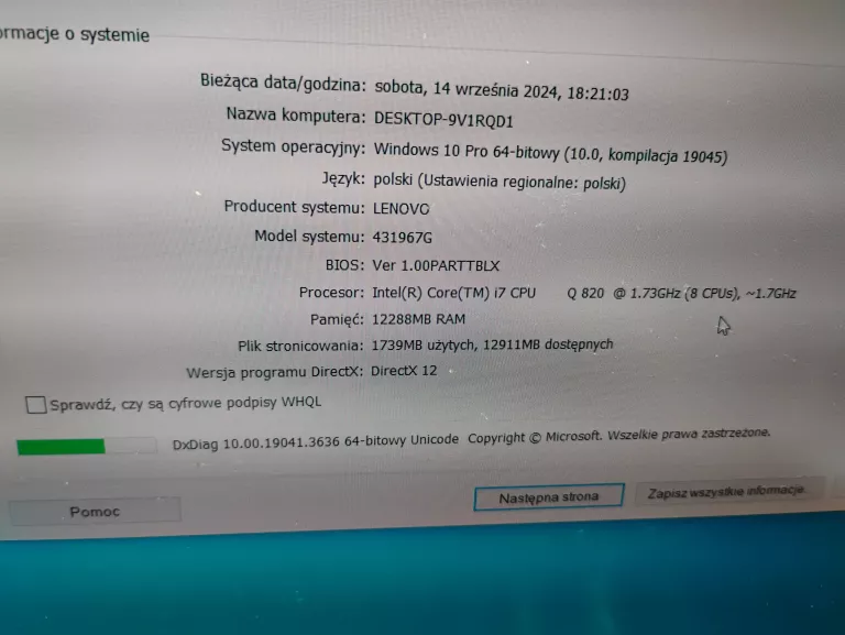 LAPTOP LENOVO W510 +ŁAD (12GB/167GB)