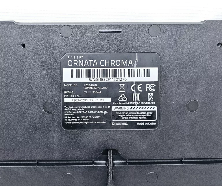 KLAWIATURA RAZER ORNATA CHROMA BRAK JEDNEJ STOPKI