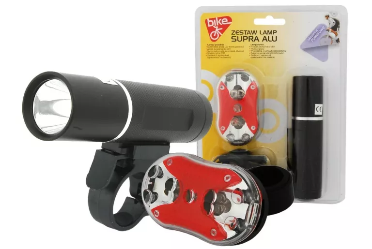 ZESTAW LAMP ROWEROWYCH SUPRA ALU PRZÓD + TYŁ 9 LED