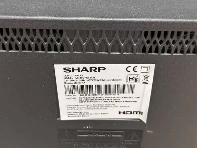 TELEWIZOR SHARP LC-40CFE6242 SMART TV DVB-T2 40" FULL HD 50HZ