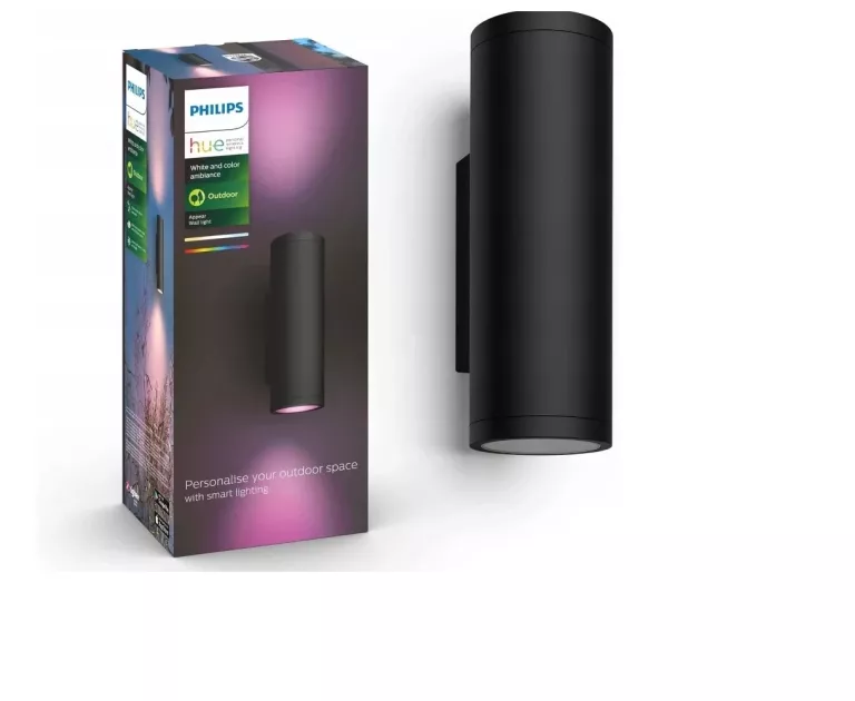 KINKIET OGRODOWY PHILIPS HUE CZARNY ZINTEGROWANE ŹRÓDŁO LED 8 W
