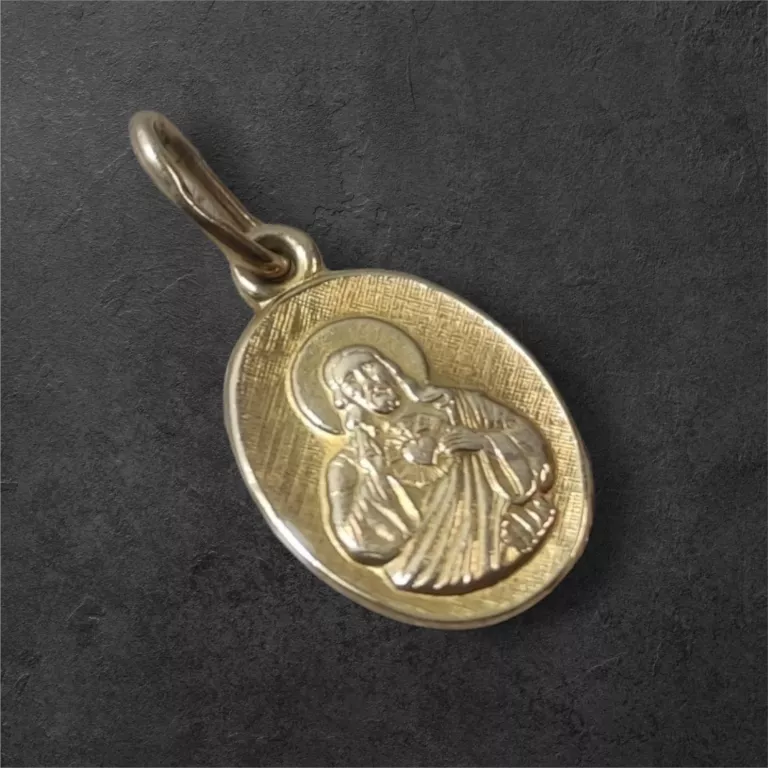 DWUSTRONNY ZŁOTY MEDALIK JEZUS / MARYJA 585 1,26G