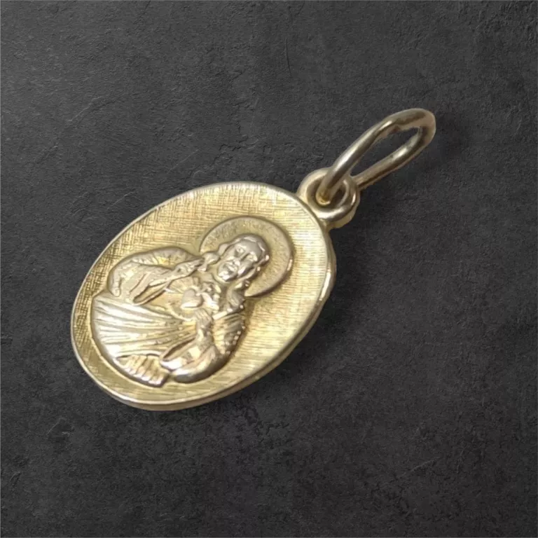 DWUSTRONNY ZŁOTY MEDALIK JEZUS / MARYJA 585 1,26G