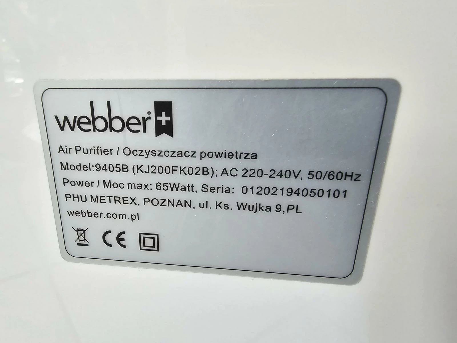 oczyszczacz-powietrza-webber-ap9405b-lampa-uv-jonizacja-nawilzanie-model-ap9405