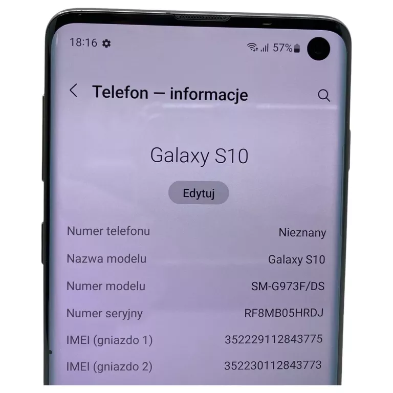 SMARTFON SAMSUNG GALAXY S10 8 GB / 128 GB 4G (LTE) CZARNY