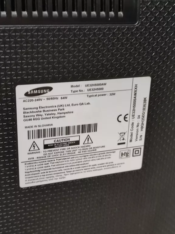 TELEWIZOR FULL HD SAMSUNG LED UE32H5000 32" 1920 X 1080P