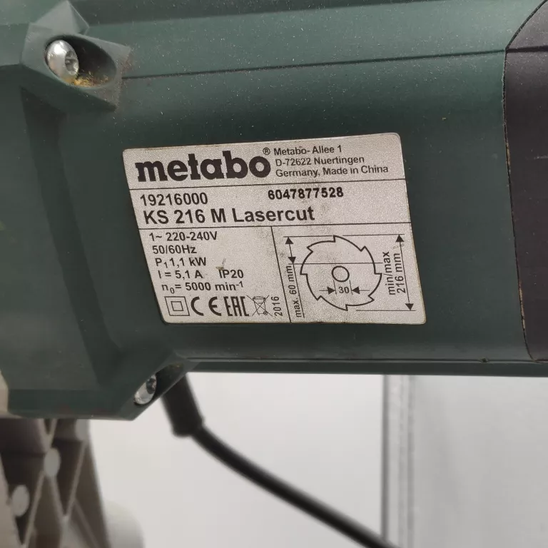 PIŁA UKOŚNICA METABO KS 216 M LASERCUT @OPIS