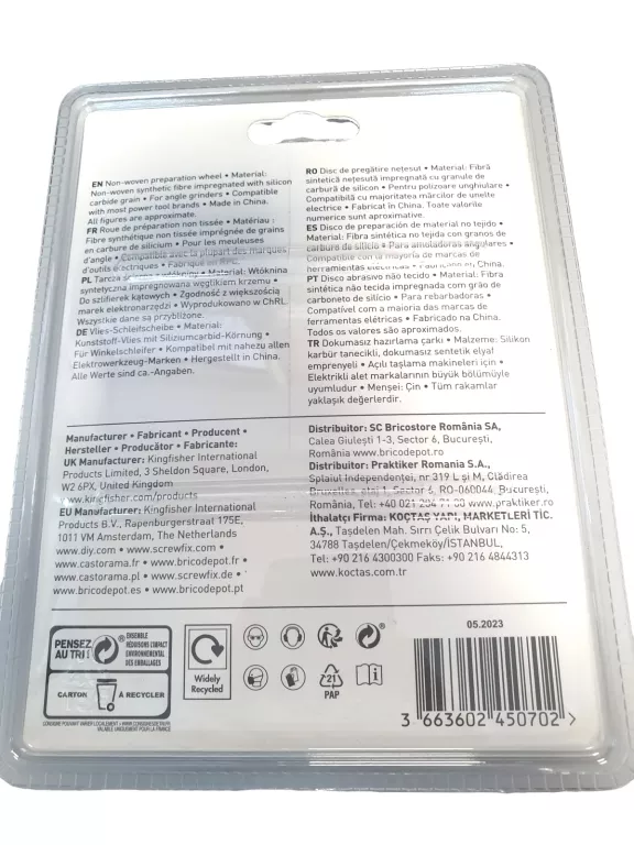 TARCZA ŚCIERNA Z WŁÓKNINY UNIVERSAL FIT 125MM