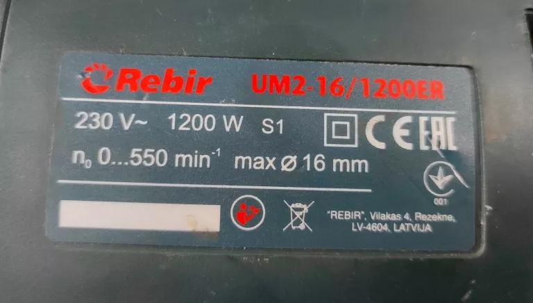 WIERTARKA WOLNOOBROTOWA MIESZADŁO REBIR UM2-16/1200ER 1200W