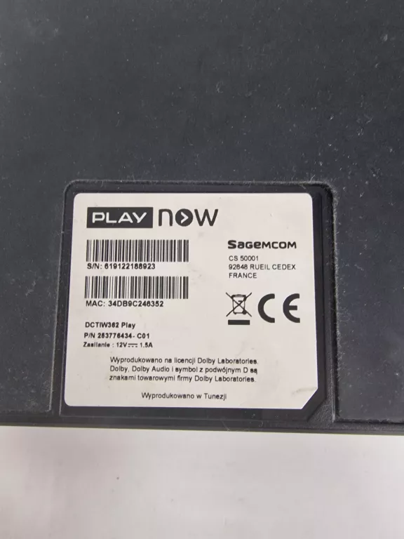 ODTWARZACZ MULTIMEDIALNY TV BOX PLAY NOW SAGEMCOM CS 50001