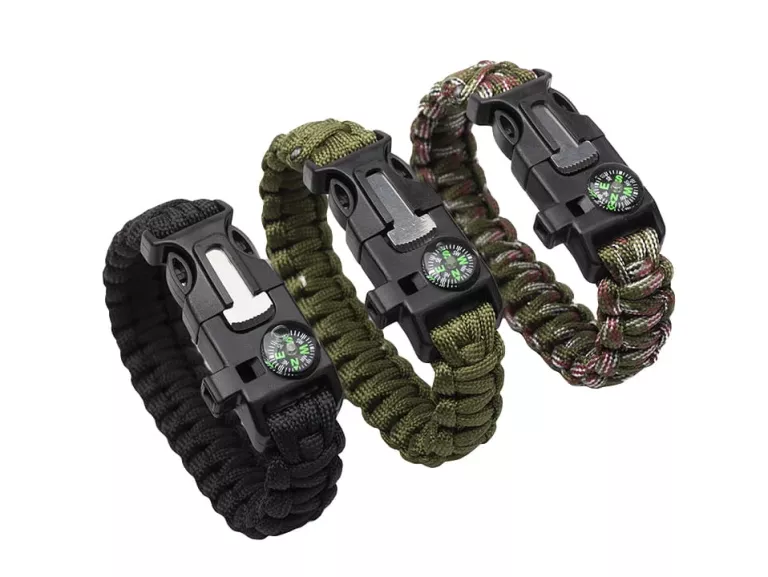 BRANSOLETKA SURVIVALOWA PARACORD 5W1 KRZESIWO KOMPAS GWIZDEK BR-003