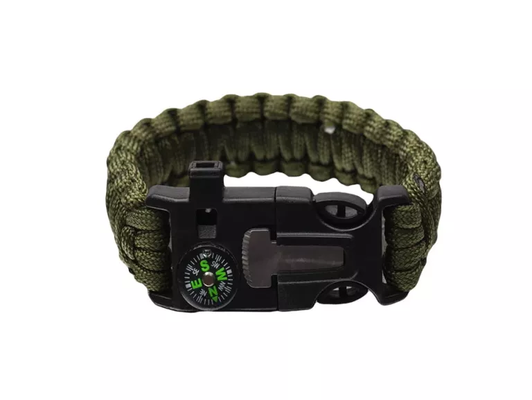 BRANSOLETKA SURVIVALOWA PARACORD 5W1 KRZESIWO KOMPAS GWIZDEK BR-003