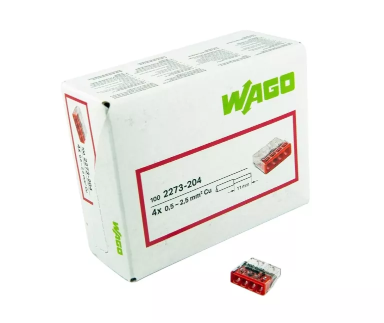 SZYBKOZŁĄCZKA WAGO 4X2,5 DRUT 2273-204 100SZT