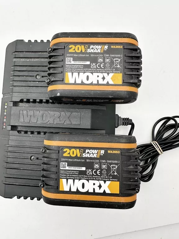 ŁADOWARKA PODWÓJNA WORX WA3883 20V 2 X 2,0 A + AKU