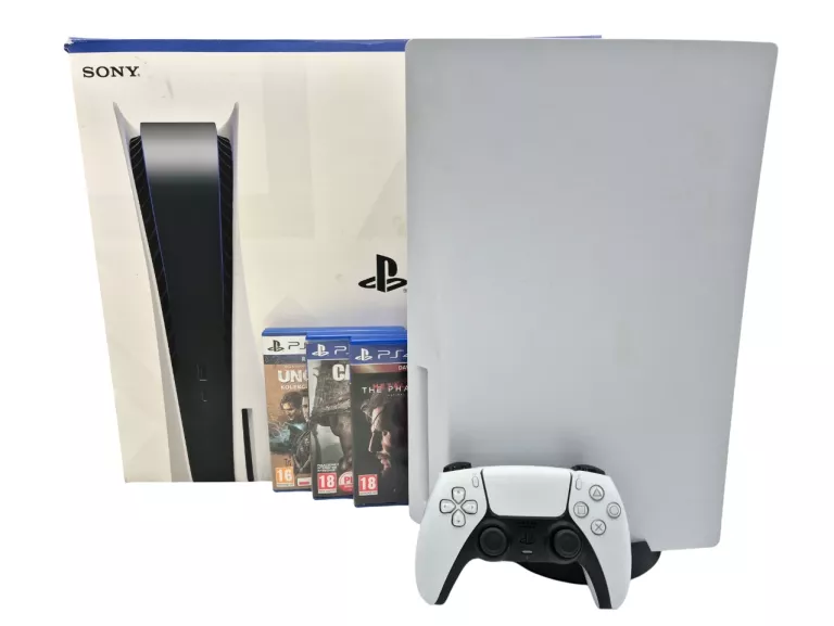 SONY PLAYSTATION 5 PS5 Z NAPĘDEM BLU-RAY 4K UHD CFI-1216A + PAD + 3 GRY