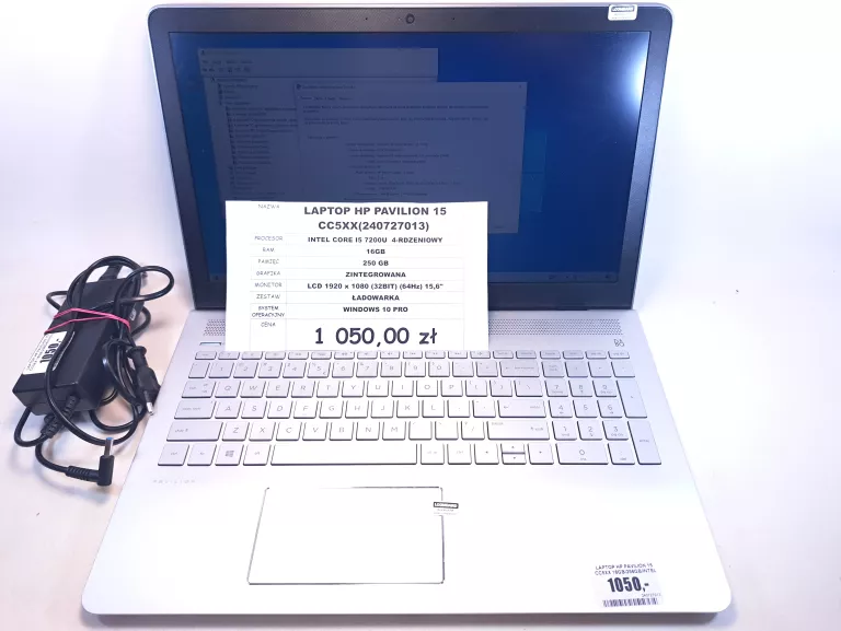LAPTOP HP PAVILION 15 CC5XX 16GB/256GB/INTEL CORE I 5 + ŁADOWARKA