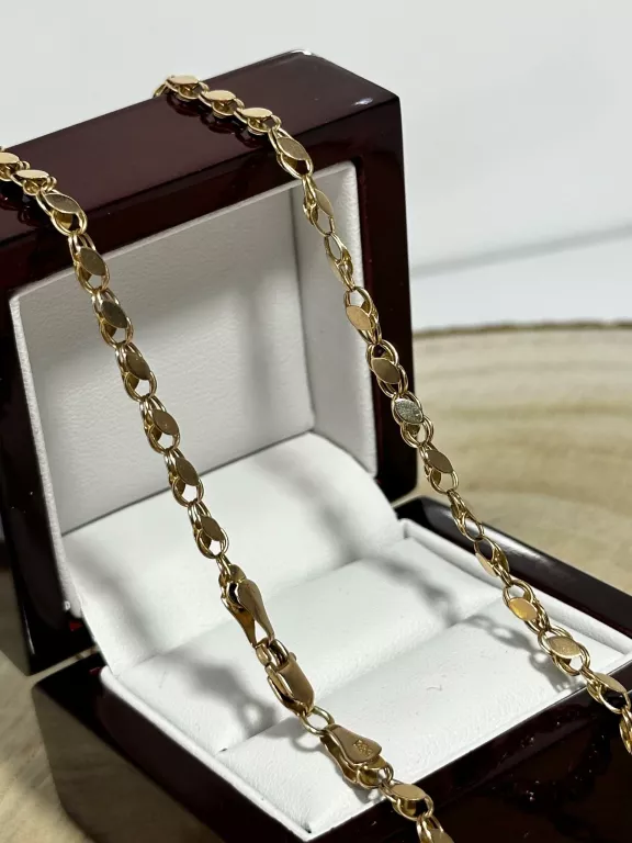 ZŁOTY ŁAŃCUSZEK RUSKIE ZŁOTO ZDOBIONY SPLOT 585 10,49G