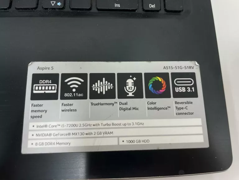 LAPTOP ACER ASPIRE 5 A515 I5 8GB/1000GB GTAX MX130