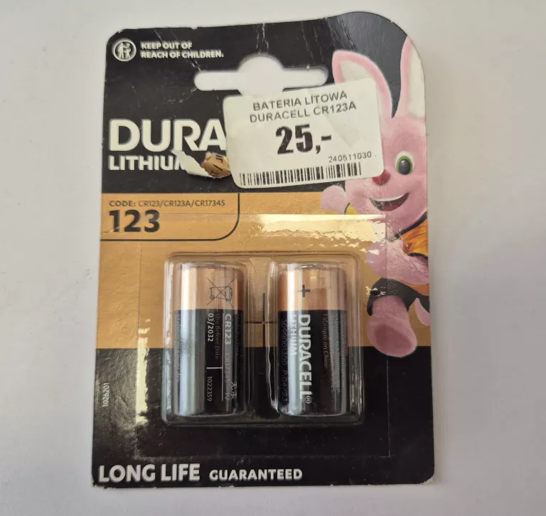2X BATERIA LITOWA DURACELL CR123A 123