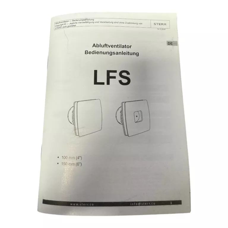 WENTYLATOR ŁAZIENKOWY STERR LFS100-Q 100 MM