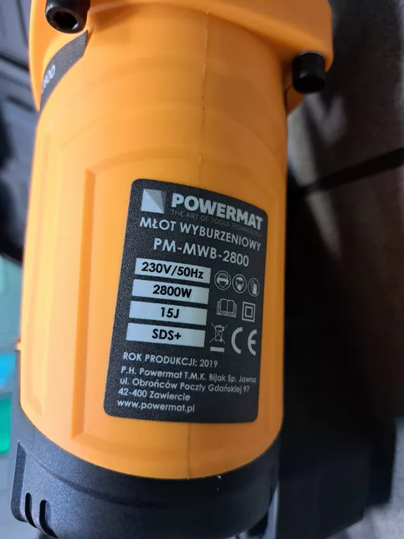 MŁOT WYBURZENIOWY POWERMAT PM-MWB-2800 15 J 2800 W