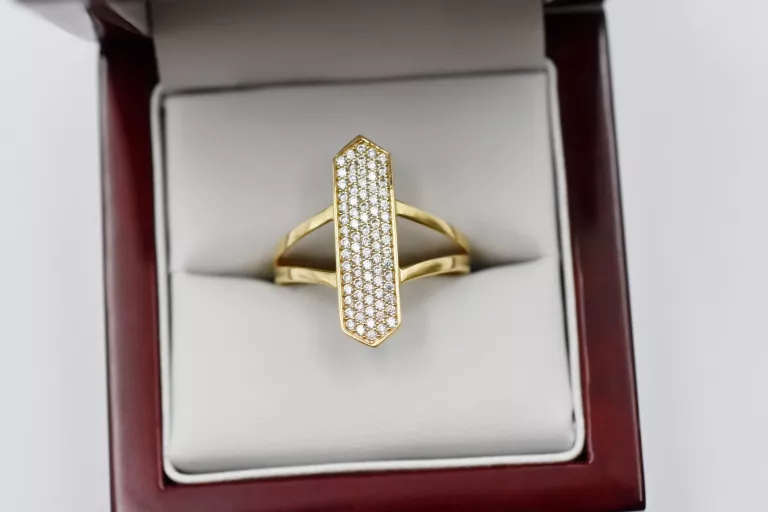 ZŁOTY PIERŚCIONEK DŁUGI Z KAMIENIAMI [585] 3,02G R25