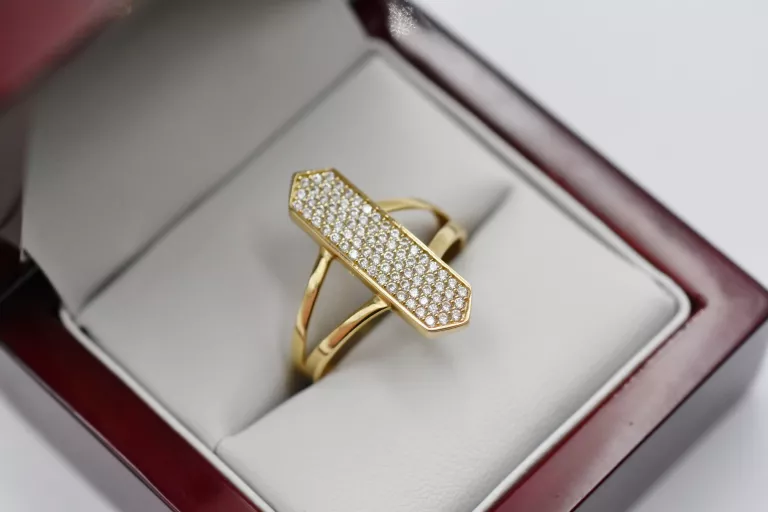 ZŁOTY PIERŚCIONEK DŁUGI Z KAMIENIAMI [585] 3,02G R25