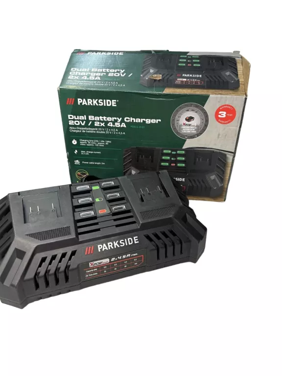 PARKSIDE AKUMULATOROWA PODWÓJNA ŁADOWARKA 20 V, PDSLG 20 B1, 2X 4,5 A