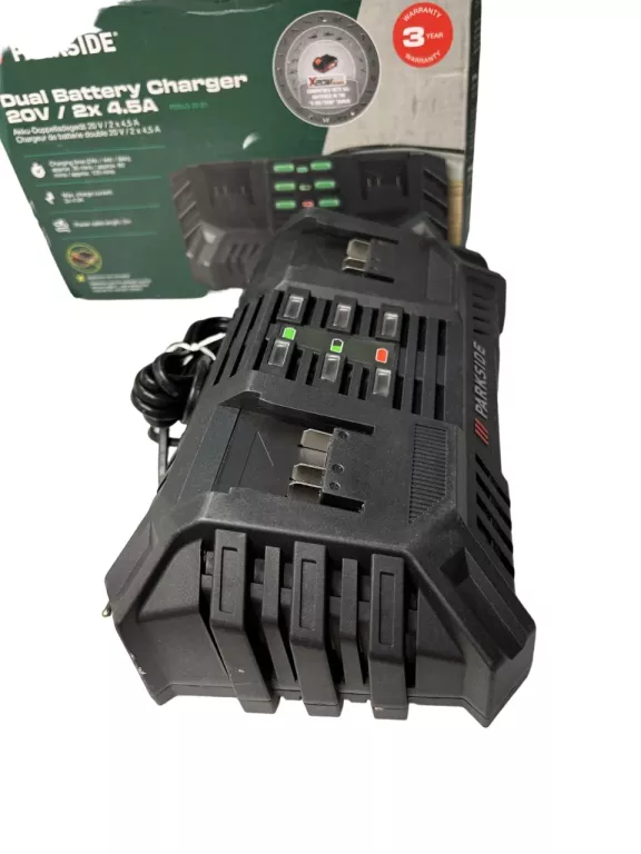 PARKSIDE AKUMULATOROWA PODWÓJNA ŁADOWARKA 20 V, PDSLG 20 B1, 2X 4,5 A