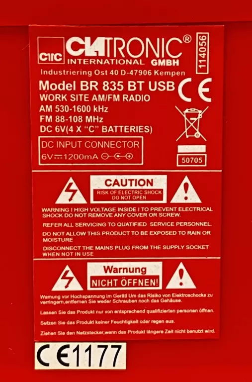 GŁOSNIK RADIO CLATRONIC BR 835