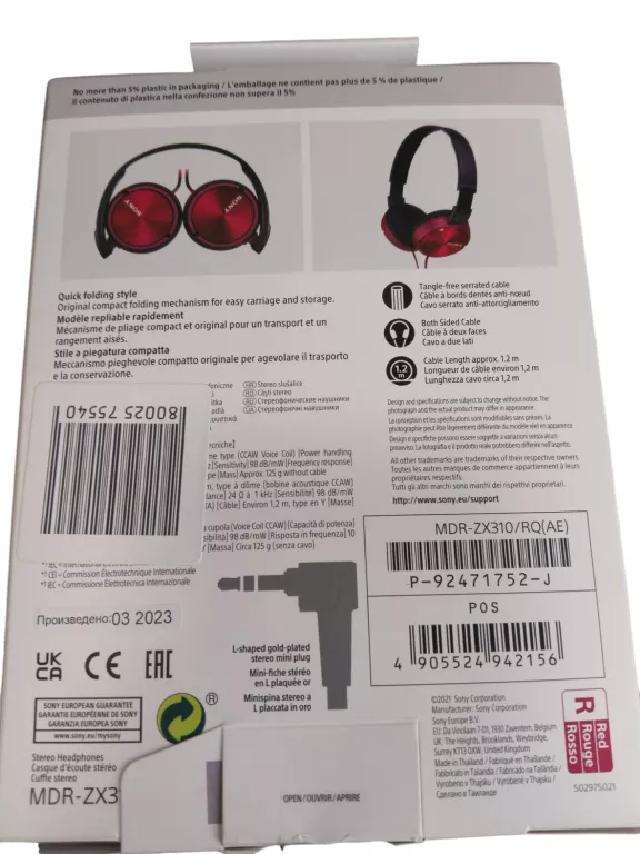 SŁUCHAWKI NAUSZNE SONY MDR-ZX310