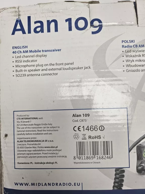 CB RADIO MIDLAND ALAN-109