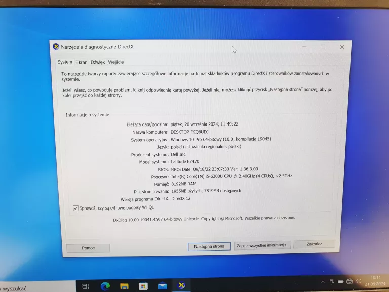 LAPTOP DELL LATITUDE E7470 INTEL CORE I5-6GEN 8/256GB SSD