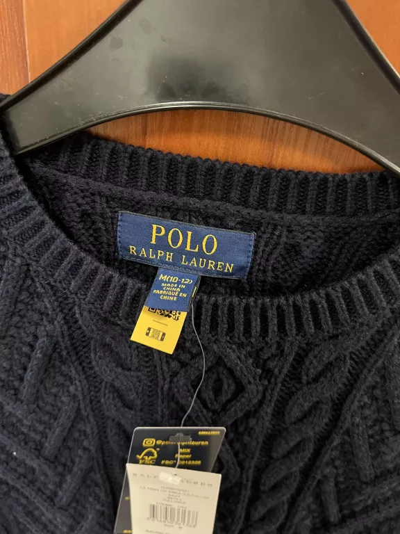 WEŁNIANY SWETER POLO RALPH LAUREN 10- 12LAT / Z METKĄ
