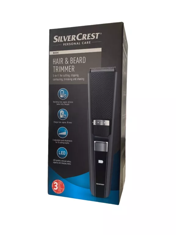 SILVERCREST MASZYNKA TRYMER DO STRZYŻENIA WŁOSÓW BRODY 5W1 SHBS 3.7 B2