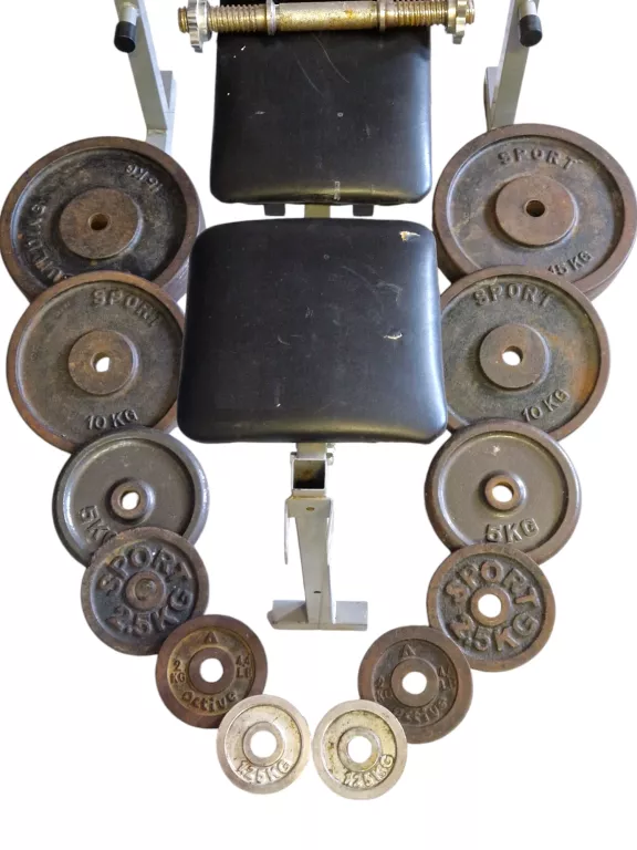 ZESTAW ŁAWECZKA DO ĆWICZEŃ + GRYF + 100KG OBCIĄŻENIA ŻELIWNEGO