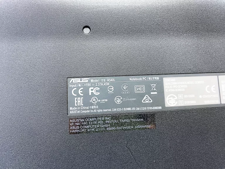 LAPTOP ASUS A540L - BRAK ŁADOWARKI