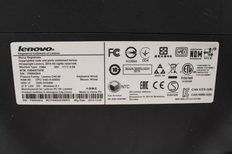 KOMPUTER LENOVO AIO C40-30 ALL IN ONE
