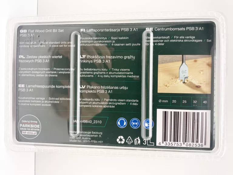 PŁASKIE WIERTŁA FREZOWE PARKSIDE PSB 3 A1